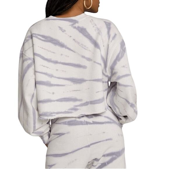 NWT Good American Cropped & Cool Sweatshirt in Lilac Tie Dye Size 3 Large - Picture 3 of 10